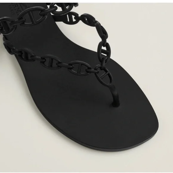 Hermes Black Chain Sandals - Picture 2 of 6